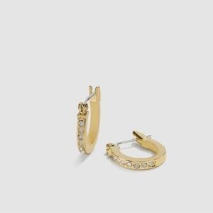Coach Gold Studded Hoop Earrings Crystal Accent NWT